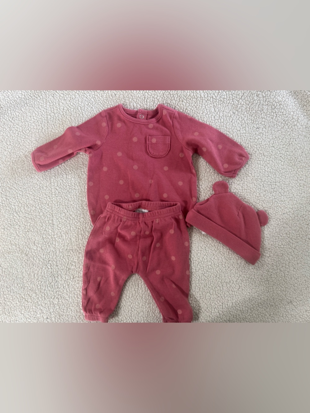 Carter's Rose Pink Waffle-Knit Baby Set